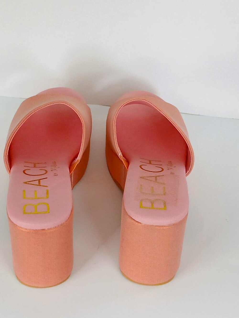 Beach By Matisse Shimmering Coral/Pink Platform Sandals, Size 8, New - Picture 7 of 11